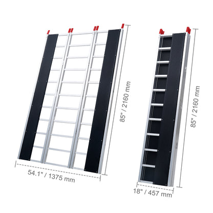 Aluminium Oprijplaat – Oprijbrug – Laadhelling – Opvouwbare Ramp – Extra Breed – Draagvermogen 680 kg – 216 x 137 cm – Antislip & Lichtgewicht