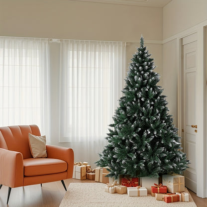 Kerstboom – Kunstkerstboom – Nepboom – Dennenboom – Mini Kerstboom – 120 cm Hoog – Gedeeltelijk Besneeuwd – 220 PVC Takken – Stevige Metalen Standaard
