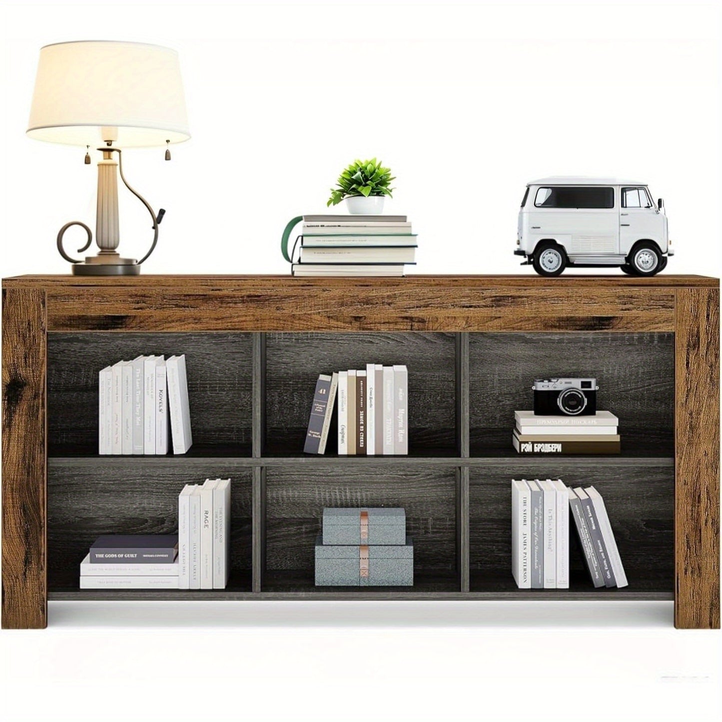 Sidetable Houten Tafel Console Tafel Wandtafel Haltafel – 6 Opbergvakken – Massief Hout – 160x30x80 cm – Robuust & Duurzaam – Gemakkelijk Montage