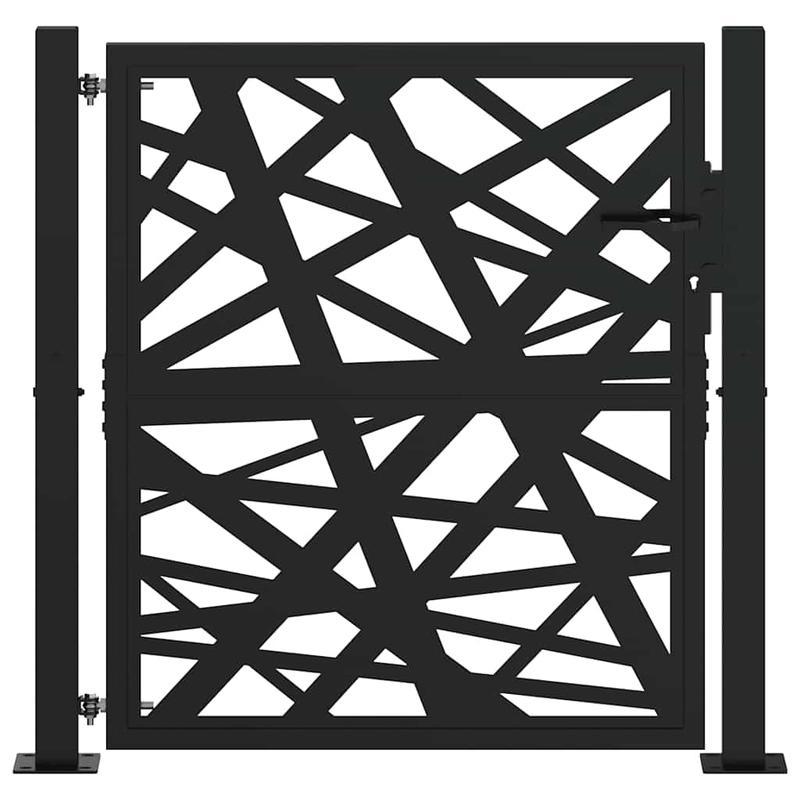 Metalen Poort – Tuinpoort – Buitenhek – Terraspoort – Afscheiding – Zwart Mat – 105x105 cm – Duurzaam Geometrisch Design