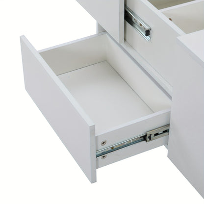 Salontafel – Koffietafel – Woonkamertafel – Bijzettafel – Theetafel – Schuifbaar Tafelblad – 4 Lades – Wit – 90x55x45 cm