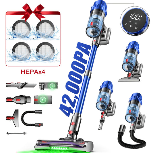 Cordlerr Vacuum Cleaner 16000psT70Min Inorade 2 Cordlerr Varuum Cleaner Mth Display, Anti-Tangle Brush, Wall Charging Station, 8-Layer Filtration, Ultra-Quiet, for Pet Hair/Carpets/Hard Floors/Cars