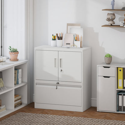 Stalen Opbergkast – Archiefkast – Kantoorkast – Lockerkast – Opbergkast Met Slot – Witte Afsluitbare Kast – Verstelbare Legplanken – Stevig En Veilig