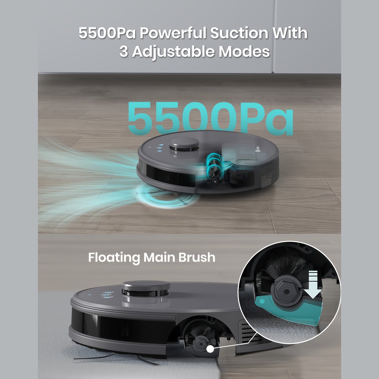 Robotstofzuiger – Robotstofzuiger Met Dweilfunctie – Automatische Stofzuiger – Slimme Vloerreiniger – Wifi Robotstofzuiger – 3200mAh Batterij – 3D Obstakelvermijding