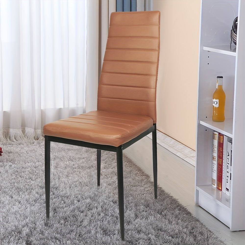 Eetkamerstoelen – Stoelen – Kuipstoelen – Keukenstoelen – Dining Chairs – Set Van 6 – Kunstleren Bekleding – Ergonomische Gebogen Rugleuning – Padded Zitting – Metalen Poten – Makkelijk Schoon Te Maken – Armloos – Modern Design – Bruin