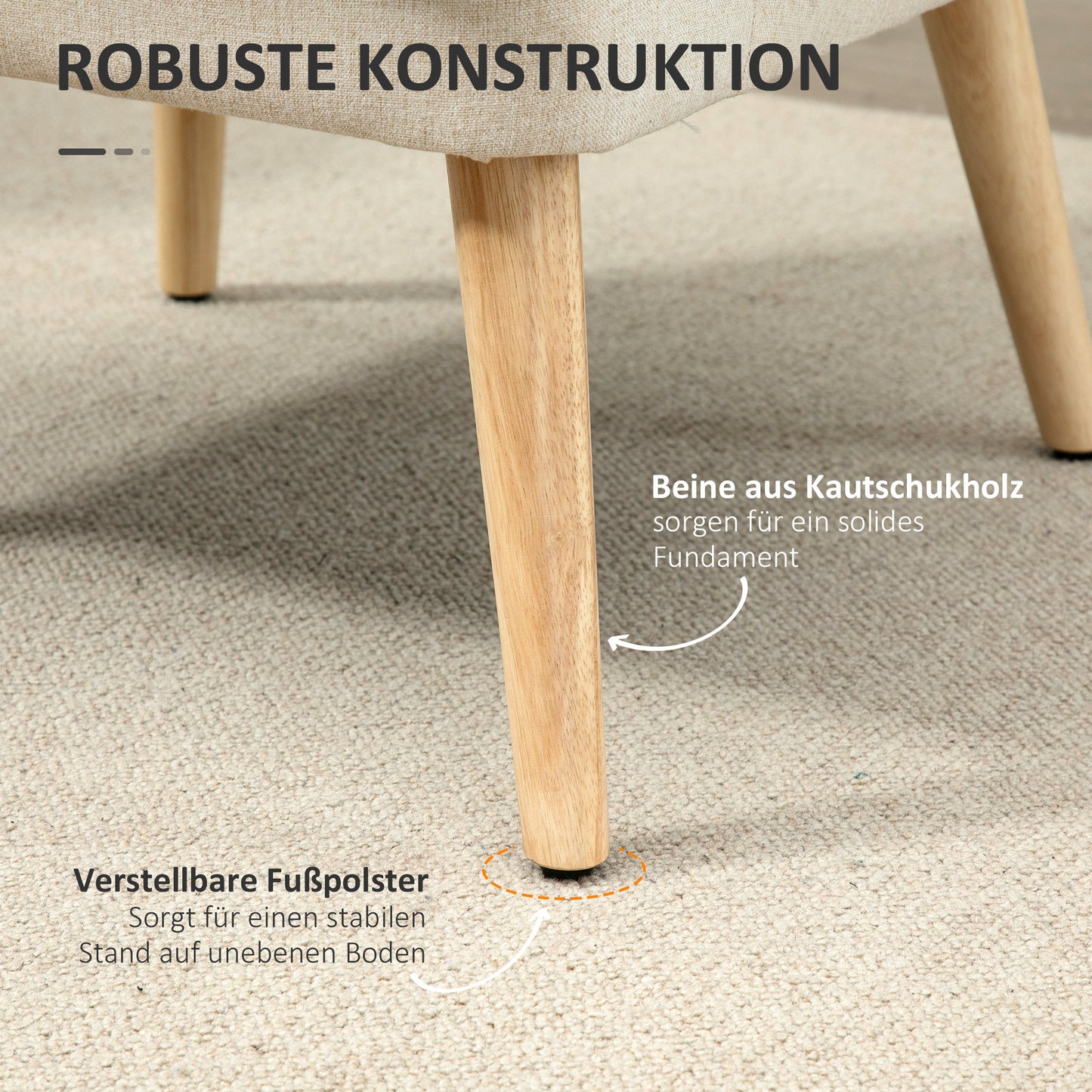 Eetkamerstoel – Keukenstoel – Gestoffeerde Stoel – Woonkamerstoel – Bureaustoel – Modern Design – Hardhouten Frame – Linnenlook Bekleding – 63x69x79,5 cm