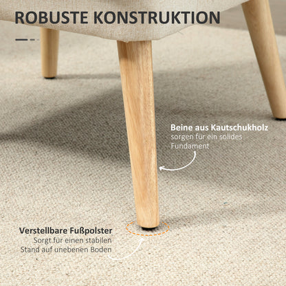 Eetkamerstoel – Keukenstoel – Gestoffeerde Stoel – Woonkamerstoel – Bureaustoel – Modern Design – Hardhouten Frame – Linnenlook Bekleding – 63x69x79,5 cm