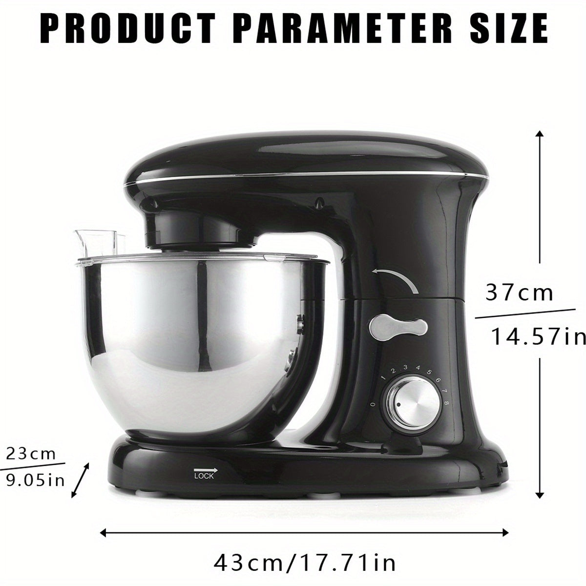 Keukenmixer – Mengmachine – Bakmixer – Deegkneder – Standmixer – 1400W Krachtige Motor – 4,5 Liter RVS Mengkom – Zwart