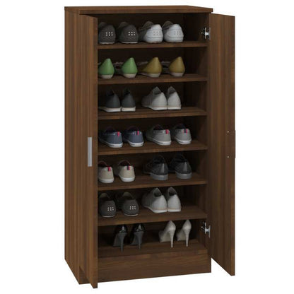 Shoe Cabinet 55X35X108 Cm Made of Treated Wood in Brown Oak Color. This Elegant Shoe Cabinet Prevents Messy Shoes And Creates a Tidy Environment; The Metal Frame of The Cabinet Ensures Strength And Stability. The Shoe Cabinet