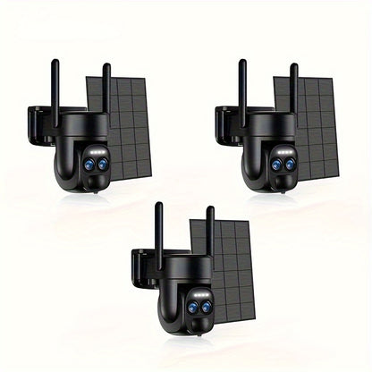 2K HD Veiligheidscamera Set – Bewakingscamera – Draadloze Beveiligingscamera – Buiten Cameraset – Zonne-energie Camera Set – Waterdicht – Kleuren Nachtzicht & Tweeweg Audio