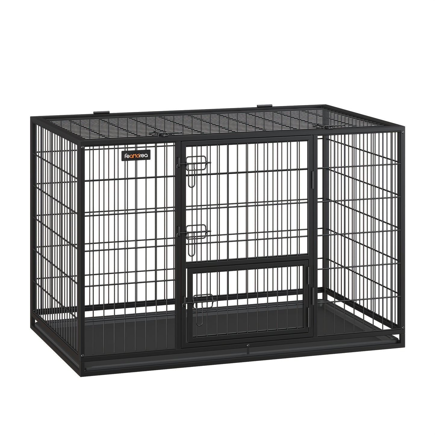 Hondenbench – Hondenkooi – Hondenren – Hondenhok – Hondenbox – Zwarte Heavy-Duty Bench – Ruim 122x74,5x80,5 cm – Dubbele Afneembare Deuren