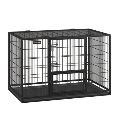 Hondenbench – Hondenkooi – Hondenren – Hondenhok – Hondenbox – Zwarte Heavy-Duty Bench – Ruim 122x74,5x80,5 cm – Dubbele Afneembare Deuren