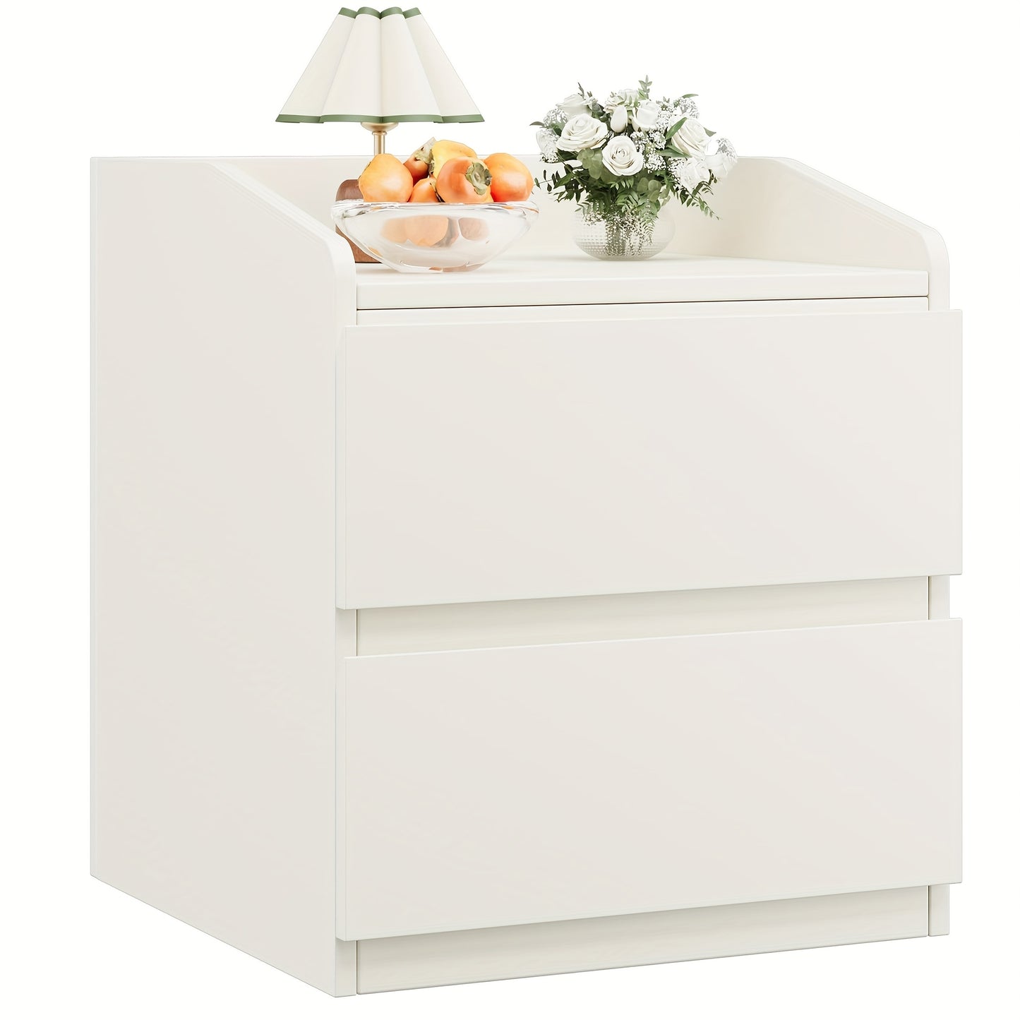 Nachtkastje – Bijzettafel – Opbergkastje – Ladekast – Wandkast – Modern Wit – Metalen Frame – Handgreeploos Design – 2 Ruime Lades – Eenvoudig Te Monteren – Duurzaam MDF