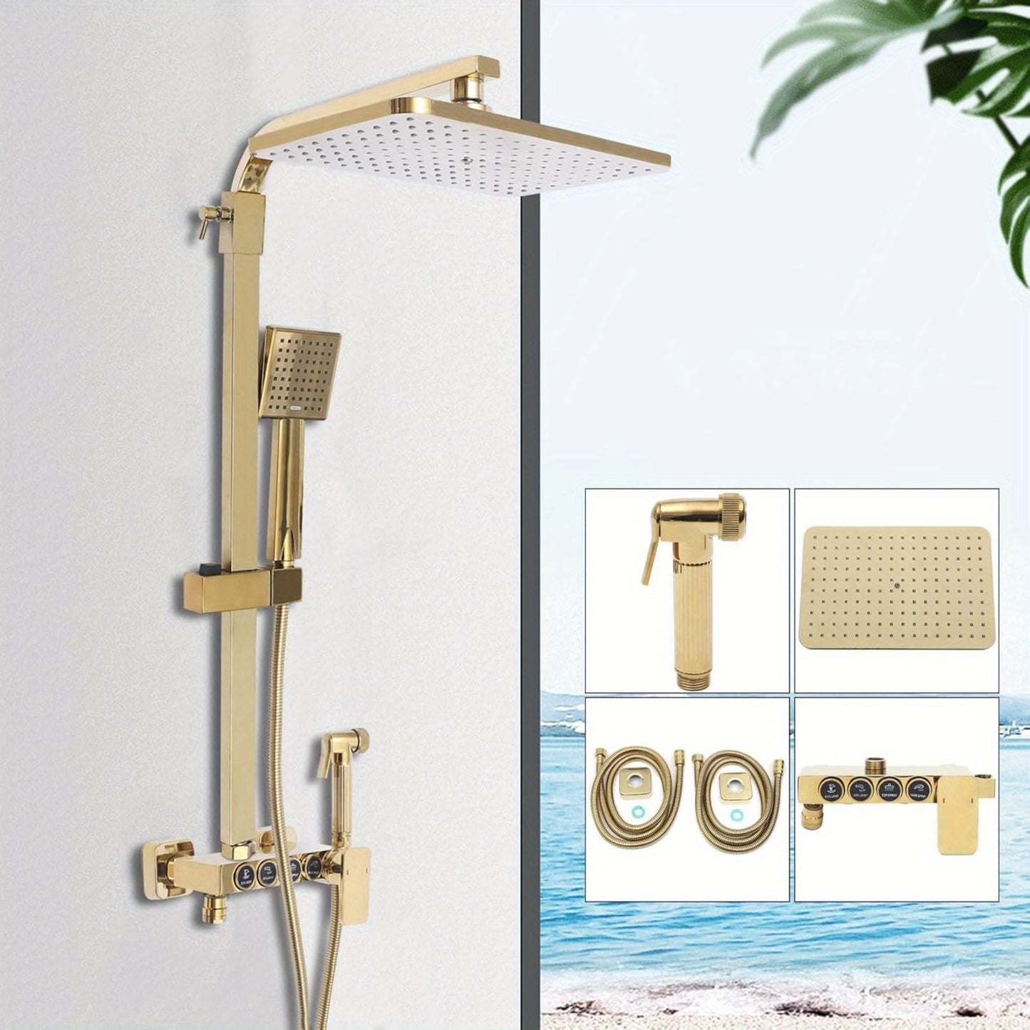 Douche Systeem – Regendouche – Handdouche – Douche Set – Douche Mixer – Messing Materialen – Verstelbare Hoogte 80-120cm