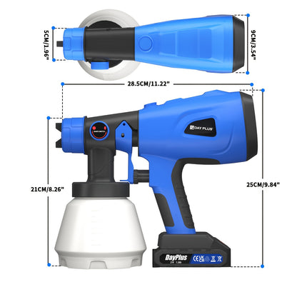 Verfspuit – Verfpistool – Verfspuitpistool – Draadloze Verfspuit – HVLP Verfspuit – 21V Lithium-Ion Accu – 4 Nozzles Inclusief – Instelbare Verfdoorvoer – Ergonomisch Ontwerp