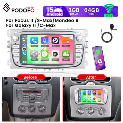 Autoradio – Auto Radio – 1-DIN Radio – Multimedia Radio – Bluetooth Radio – Android 15 Besturingssysteem – 7 Inch HD Touchscreen