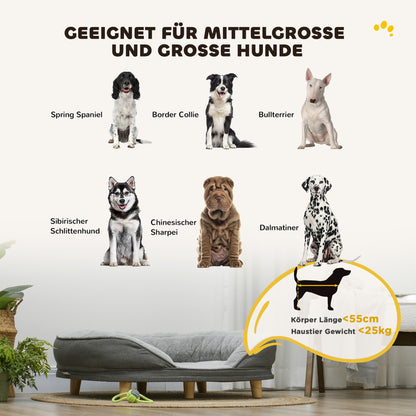 Hondenbed – Hondenkussen – Huisdierenbed – Dierenmand – Dierenkussen – Afneembare Wasbare Hoes – Antislip Poten – Grijs – 90 x 78 x 25 cm – Geschikt Tot 25 Kg