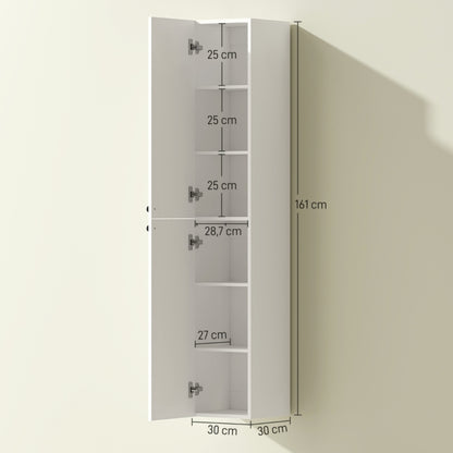 Medicijnkastje – Medicijnkast – Badkamerkast – Apothekerskast – Wandkast – Wit – 6 Vakken – Soft-Close Deuren – MDF Waterbestendig Met Gouden Scharnieren