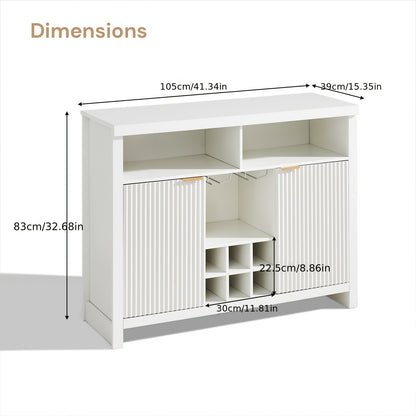 Dressoir – Sideboard – Buffetkast – Opbergkast – Keukenkast – Modern – Wijnrek Voor 6 Flessen – Glazenhouder Voor 4 Wijnglazen – MDF En Metaal – 105x40x85 cm