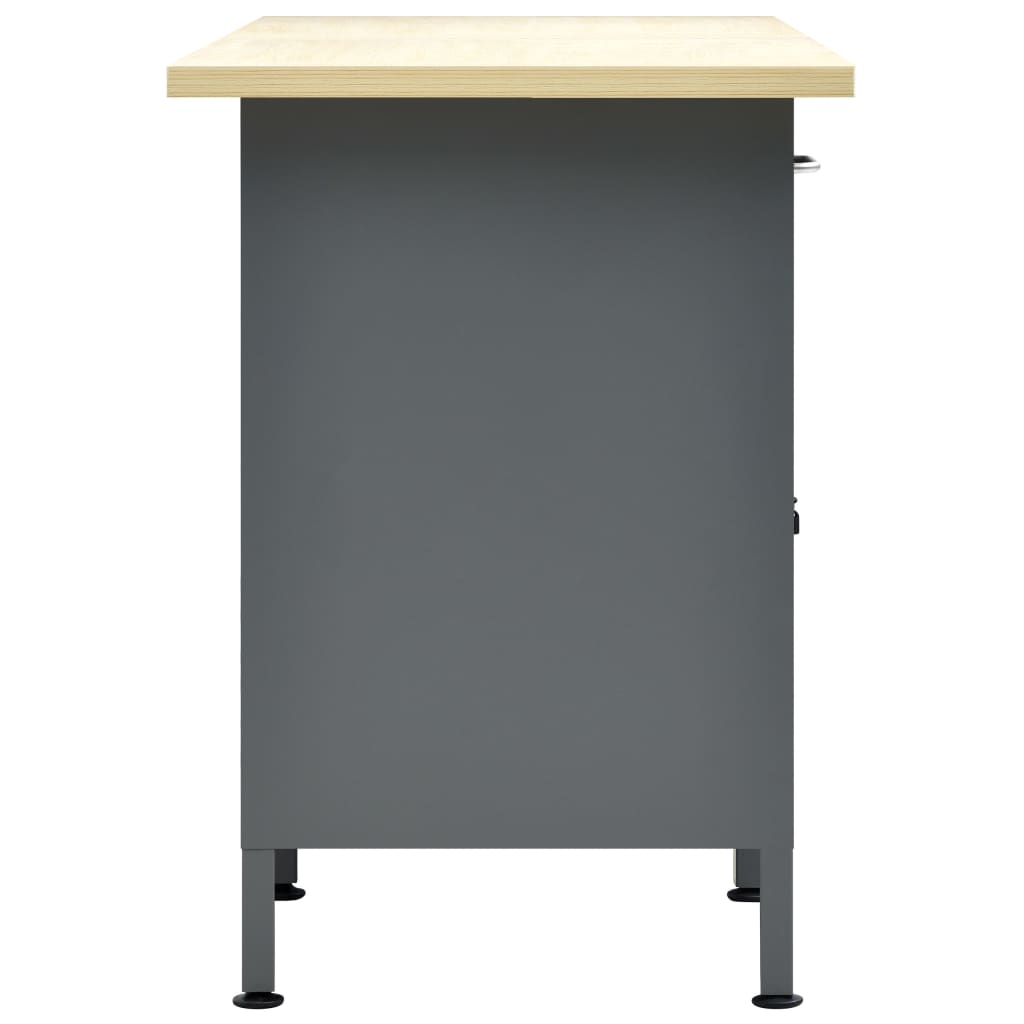 Werkbank – Werktafel – Klusbank – Werkbank Met Laden – Zwarte Werkbank – Stalen Frame – 160x60 cm Werkblad – 6 Laden Met Kogelgelagers