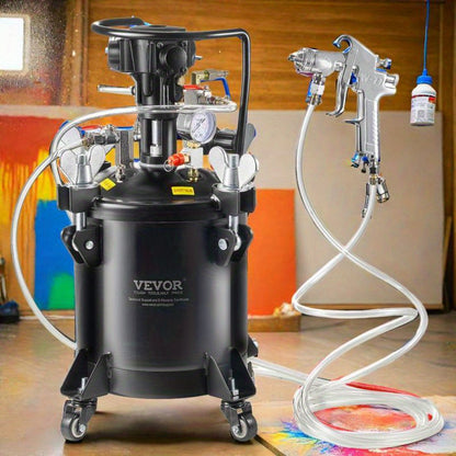 Automatische Spuitpot – Verfspuit – Drukpot – Spuitmeubel – Verfstainer – 10 Liter Inhoud – Automatische Roerfunctie met 70 PSI Druk