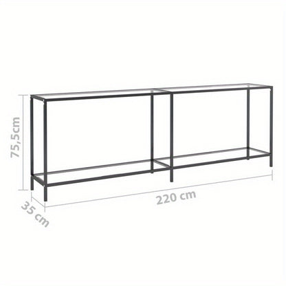 Elegant Transparent Tempered Glass Wall Table, 219.71cm x 34.8cm x 75.18cm - Sleek Modern Design with X-Shaped Metal Frame, Spacious Display Shelf for Living Room, Bedroom, Office - Minimalist & Contemporary Style, Aesthetic
