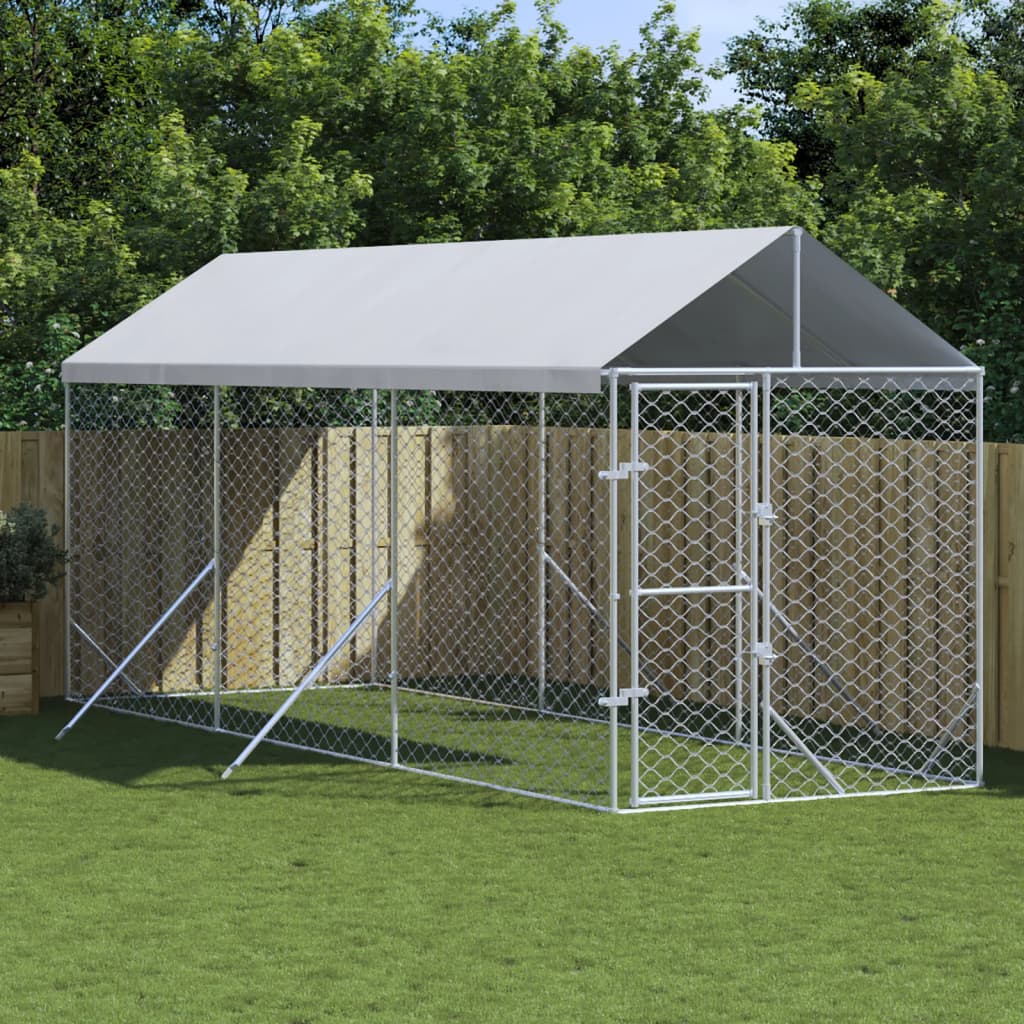 Buitenren Kleine Dieren – Hondenren – Kippenren – Konijnenren – Dierenren – 2x6x2,5 Meter – Gegalvaniseerd Staal – Water- en UV-bestendig Dak