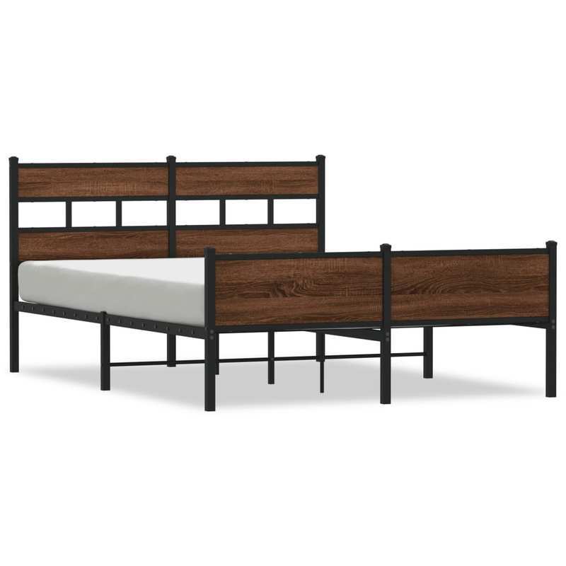 Bed frame without mattress in Brown Oak Metal 160x200cm