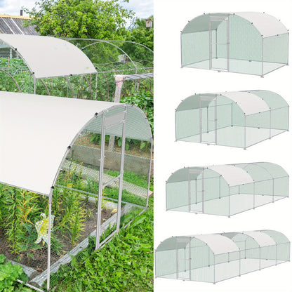 Buitenren Kip – Kippenren – Konijnenhok – Vogelren – Dierren – 300 x 800 x 185 cm – Gegalvaniseerd Staal – Inclusief Zonwering