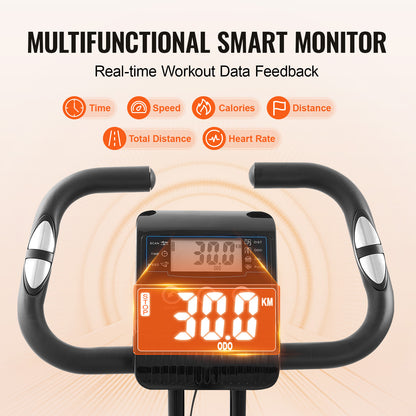 3-in-1 Hometrainer – Fitnessfiets – Indoor Bike – Stationaire Fiets – Opvouwbare Fiets – Zwart-Oranje – Verstelbaar Zadel – Magnetische Weerstand