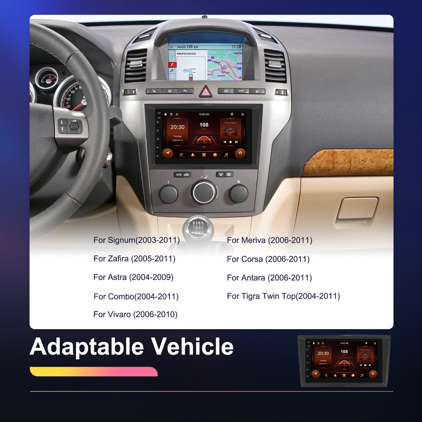 Android Auto Multimediasysteem – Autoradio – Touchscreen Navigatie – Draadloos CarPlay – Opel Compatible – 7 Inch HD Scherm – Inclusief AHD Achteruitrijcamera en Microfoon – Plug & Play Installatie