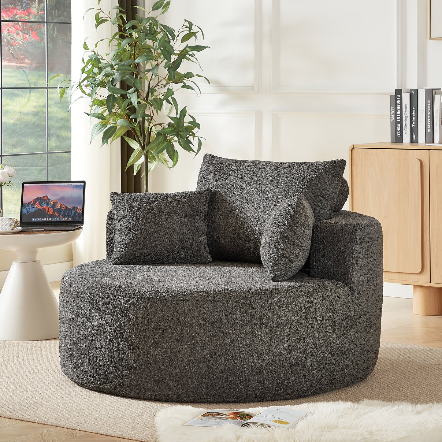 Slaapbank – Bedbank – Sofa Bed – Bedbank Klapbed – Slaapfauteuil – Modern Grijs – Duurzaam Bamboe Frame – Comfortabele Pluche Kussens