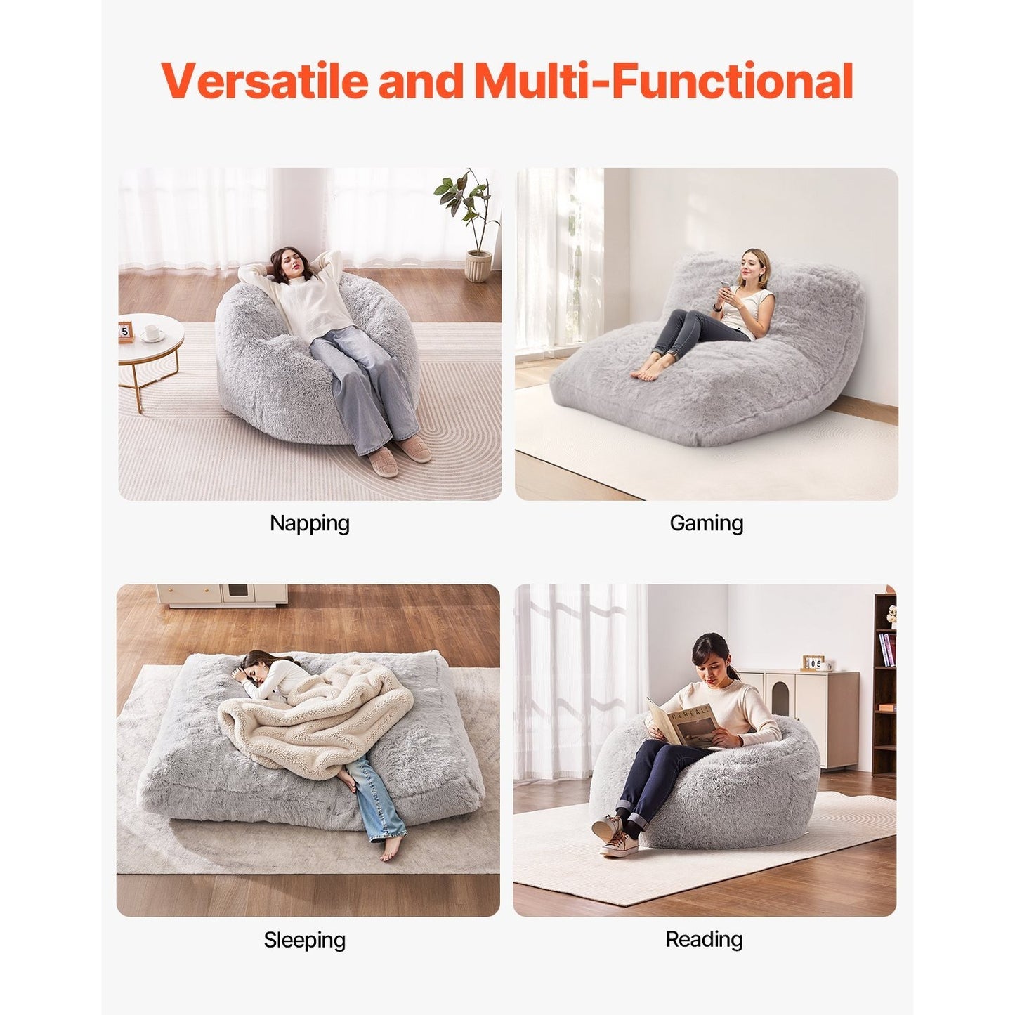 Zitzak Bedstoel – Zitzakstoel – Loungestoel – Beanbag – Slaapstoel – Queen Size – Memory Foam Vulling – Wasbare Polyester Hoes