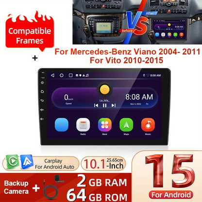 Double Din Android 15 Autoradio – Inbouwradio – Multimedia Speler – Auto Entertainment System – Touchscreen Radio – Draadloze CarPlay & Android Auto – 25,65 cm Full HD Scherm – AHD Achteruitrijcamera Met Microfoon