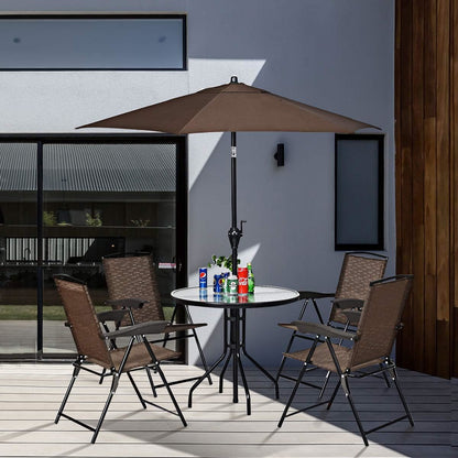 5-delig Bistro Set – Tuinset – Buitenmeubelen – Terras Meubilair – Balkonset – Gepoedercoat Stalen Frame – Opvouwbare Stoelen Met Gehard Glas Tafelblad