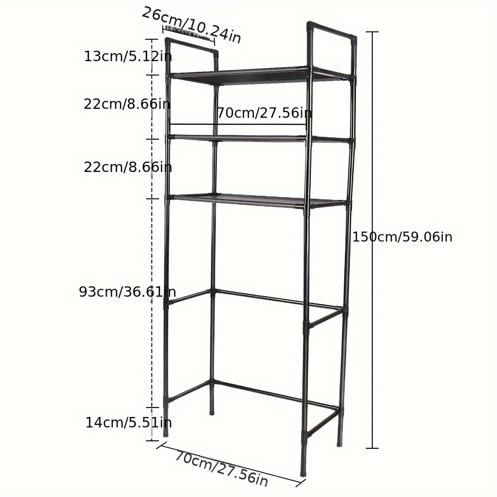 Tall 3-Tier Storage Shelf 50x26x150cm | Space-Saving Floor Organizer with Non-Woven Cover & PP Frame | for Bathroom, Kitchen, Study Room In Apartments, Shelves