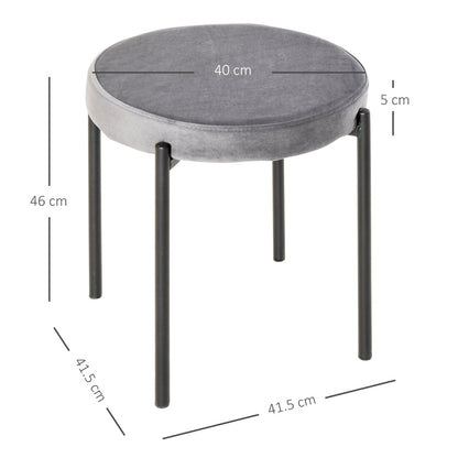 Eetkamerhocker – Barkruk – Keukenkruk – Zithocker – Stapelbare Kruk – Donkergrijs Velvet – Metalen Frame – Comfortabele Zitting – Compact 41,5x41,5x46 cm