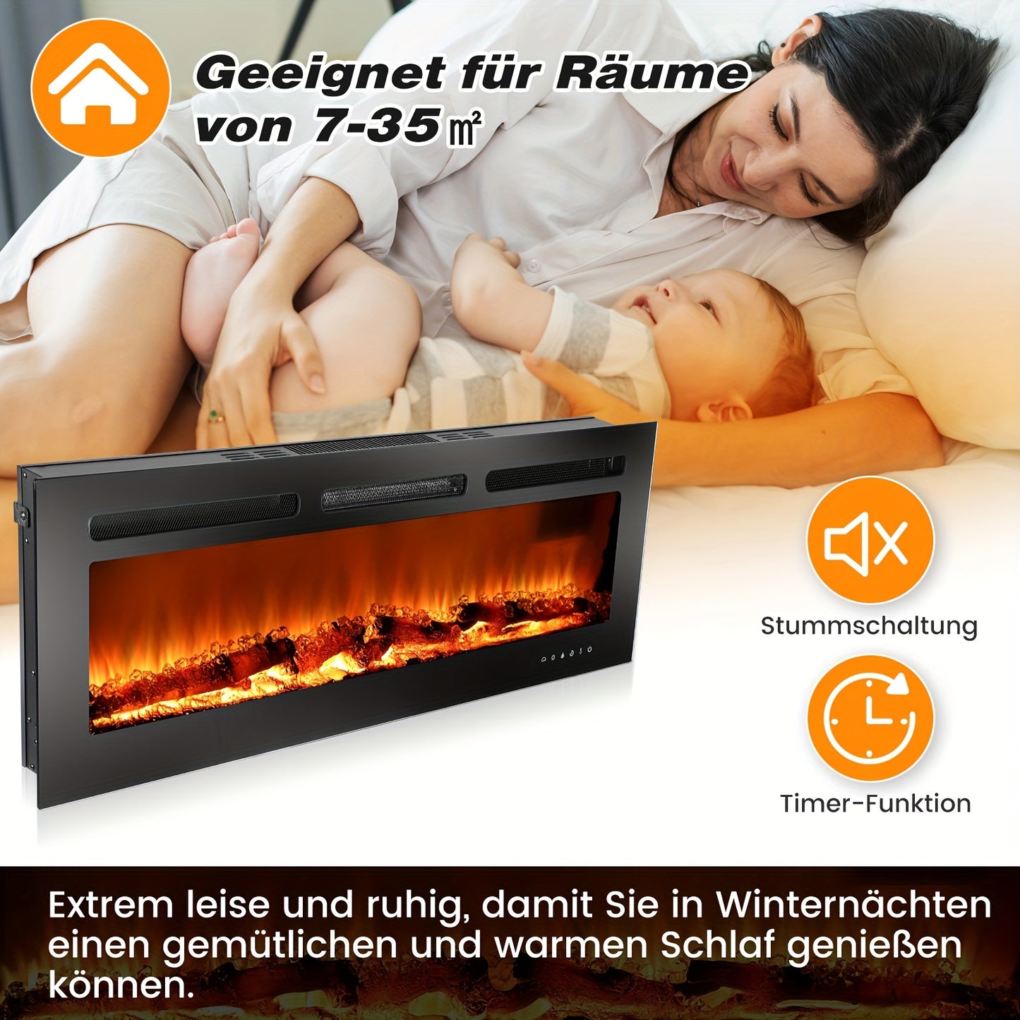 Elektrische Haard – Sfeerkachel – Wandhaard – Inbouwhaard – Vrijstaande Haard – 2000W Verwarming – Realistische 3D Vlammen Met Timer