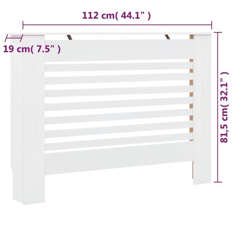 Terrasverwarmerhoes – Beschermhoes – Heaterhoes – Afdekhoes – Tuinverwarming – MDF Weerbestendig – 11x19x81,5 cm – Eenvoudig Schoon Te Maken – Wit Met Roosterpatroon