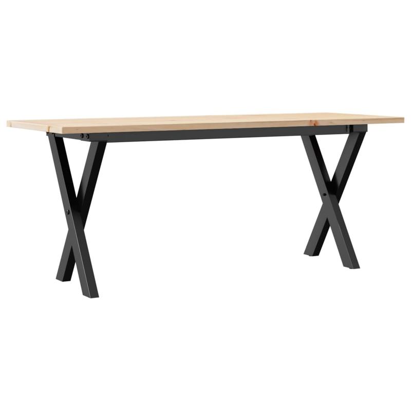 Eettafel – Familietafel – Salontafel – Tafel – Dinertafel – Massief Grenenhout – Stalen X-Frame – 110x40x45 cm – Natuurlijk Design
