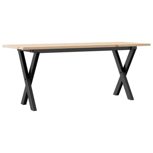 Eettafel – Familietafel – Salontafel – Tafel – Dinertafel – Massief Grenenhout – Stalen X-Frame – 110x40x45 cm – Natuurlijk Design