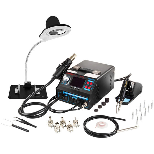 Soldeerstation – Soldeerbout – Hete Lucht Station – Elektronicasoldeer – Soldeer Set – Rookafzuiging – Instelbare Temperatuur 100-480°C – Krachtig 720W