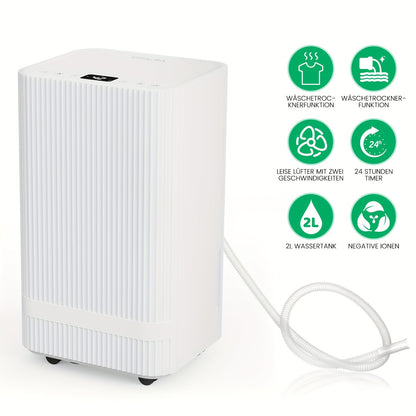 Wi-Fi App Dehumidifiers for Home 14L/Day Compressor Dehumidifier for Bedroom with Ultra-Quiet Sleep Mode Drying Clothes, Auto Off, 24H Timer, Continuous Drainage, Humidity Sensor, for Basement Home Damp
