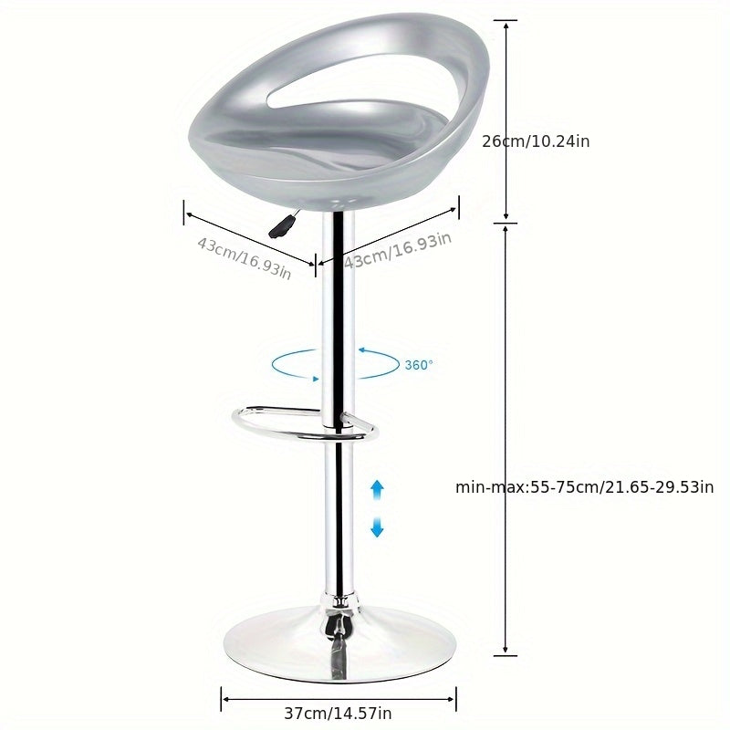 Barkrukken – Krukken – Barstoelen – Zitkrukken – Verstelbare Krukken – Set Van 2 – Verstelbare Zithoogte 55-75 cm – Stevig ABS Zitvlak & Chroomkleurige Poten