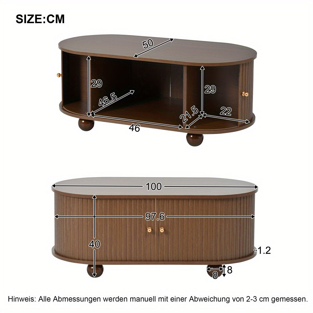 Salontafel – Woonkamertafel – Koffietafel – Tafel – Salontafeltje – Walnootlook – Schuifdeur Met 360° Draaifunctie – Compact 100x50x40 cm