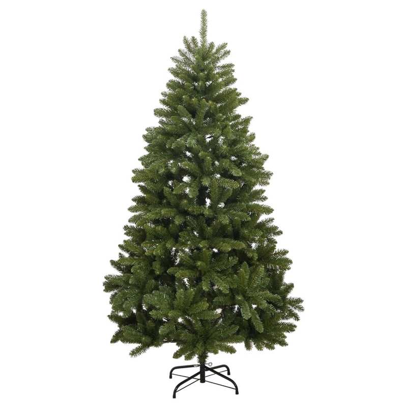 210cm Green Foldable Artificial Christmas Tree with Hinges and Stand - Full, Realistic Look, Easy Assembly, Space-Saving Design for Home, Office, Hotel, Restaurant - Heavy Base, No Needed, Lightweight & Sturdy Construction -