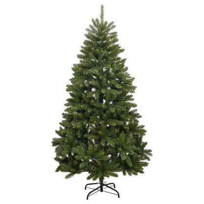 210cm Green Foldable Artificial Christmas Tree with Hinges and Stand - Full, Realistic Look, Easy Assembly, Space-Saving Design for Home, Office, Hotel, Restaurant - Heavy Base, No Needed, Lightweight & Sturdy Construction -