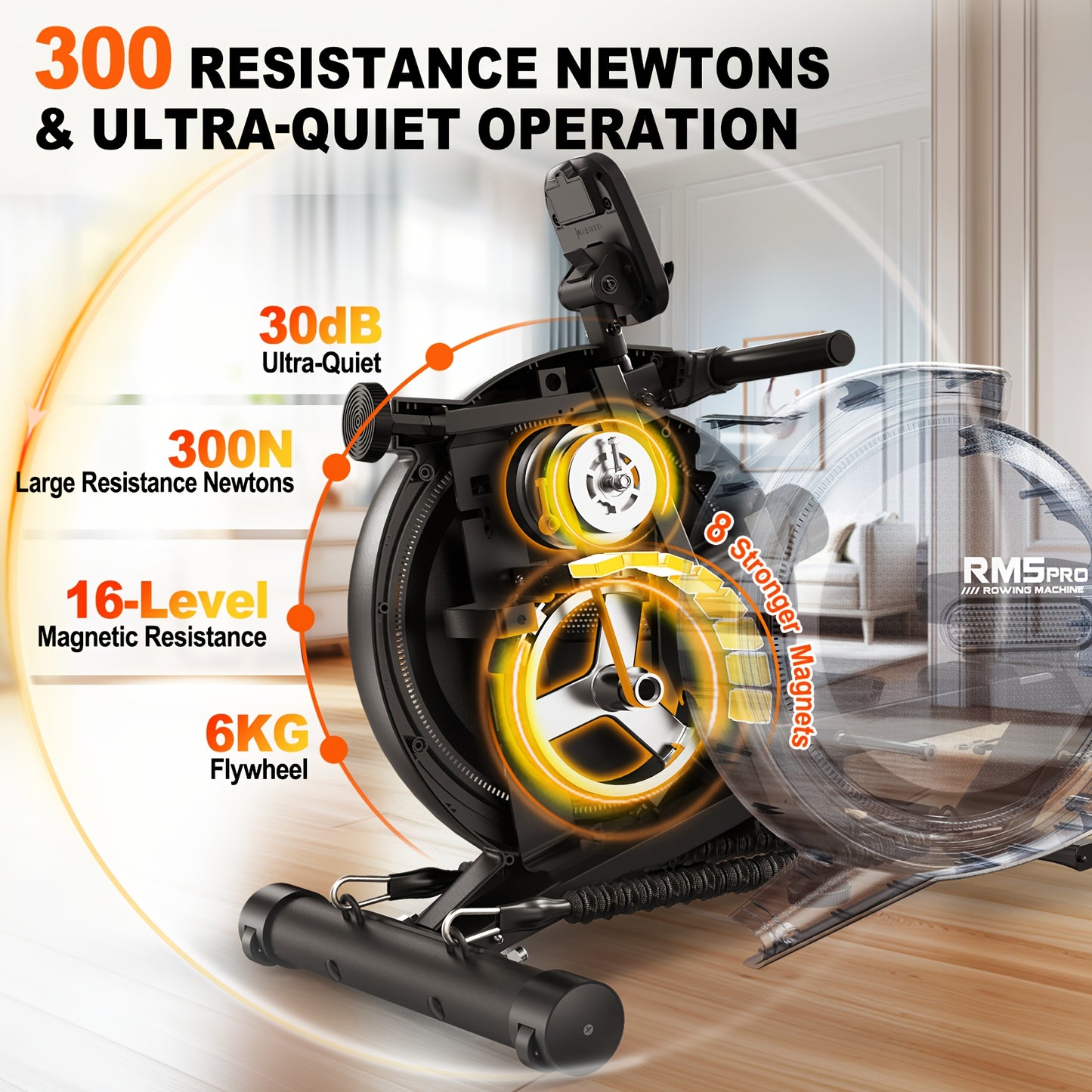 Roeitrainer – Roeimachine – Roeiapparaat – Roeiapparaat – Roeitrainer Magnetisch – 16 Weerstandsniveaus – Inklapbaar Compact – Stevig Stalen Frame