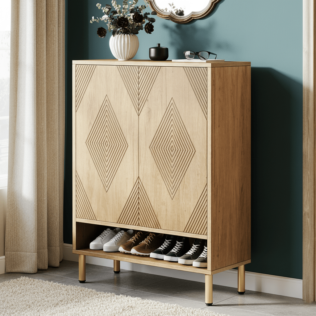 Schoenenkast – Schoenenrek – Schoenenopberger – Schoenenkast – Schoenendisplay – 6-laags met 24 paar capaciteit – Verstelbare planken in eikenlook