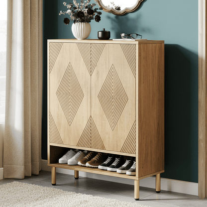 Schoenenkast – Schoenenrek – Schoenenopberger – Schoenenkast – Schoenendisplay – 6-laags met 24 paar capaciteit – Verstelbare planken in eikenlook